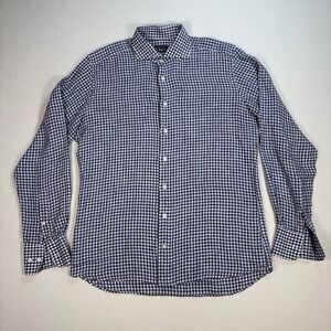 Suitsupply Pure Linen Shirt Men's 16-41 M/L Purple Gingham Check Plaid Canclini